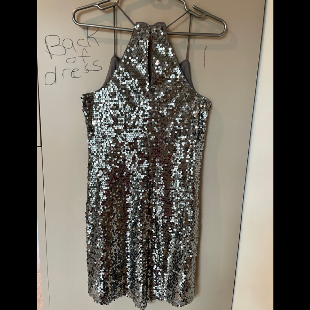 Express Sequin Silver/Gray Spaghetti Strap Racerb… - image 6